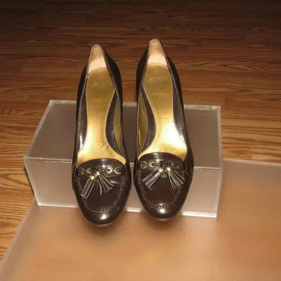 CIRCA JOAN & DAVID Florenza Patent Leather Brown Tassel Pumps Heels Shoes 8.5M - Picture 2 of 4